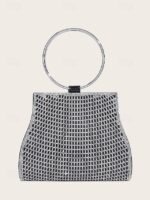 5PCS Elegant Crystal Evening Clutch with Gold Ring Handle – - Image 8