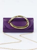 Women's Metallic Evening Clutch Bag with Gold Handle, - Image 9