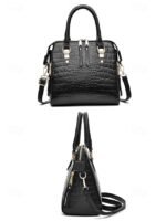 Women's Faux Leather Crocodile Pattern Handbag with Tassel - Image 6