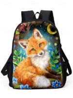 Girls'3-Piece Fox Backpack Set with Lunch Bag and Pencil - Image 4