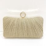 Elegant Gold Glitter Evening Clutch Bag with Rhinestone Ring - Image 7