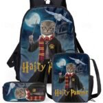 Kids' 3-Piece Wizard Cat Backpack Set – Fantasy Cat Print