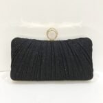 Elegant Gold Glitter Evening Clutch Bag with Rhinestone Ring - Image 10