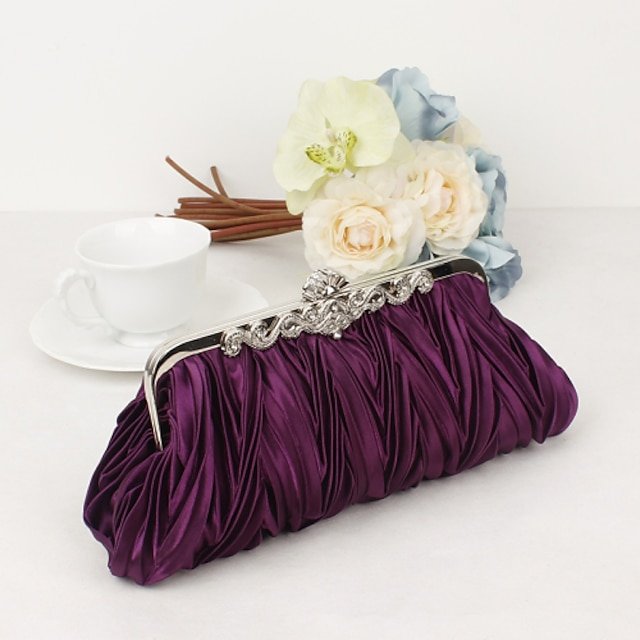 ddzywz1443495768798 Women's White Satin Pleated Evening Clutch – Elegant - Image 1