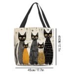 Colorful Large Capacity Tote Bags with Abstract Cat Art Designs - Image 8