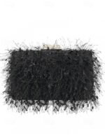 Women's Chic Feathered Evening Clutch with Chain Strap, - Image 10