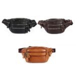 Men's Black Leather Waist Bag with Multiple Zippered - Image 10