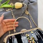 Elegant Pearl Handle Floral Clutch Bag for Women - Image 11