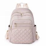 Women's Beige Quilted Backpack with Gold Studs – Stylish - Image 12