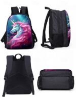 Girls 3-Piece Unicorn Backpack Set - Galaxy Print School Bag - Image 7