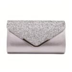 Women's Sliver Glitter Clutch Purse with Chain Strap for - Image 7