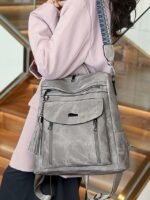 Women's Faux Leather Convertible Backpack Purse – Vintage - Image 15