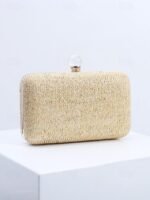 Elegant Straw Clutch Purse with Pearl Clasp - Stylish - Image 7
