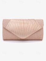 Champagne Glitter Evening Clutch Bag with Pleated Design – - Image 4