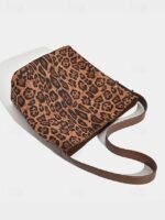 70Pcs Women's Suede-Like Faux Leather Tote with Leopard print - Image 6