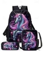 Girls 3-Piece Unicorn Backpack Set - Galaxy Print School Bag - Image 16