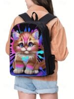 Kids 3-piece colorful cat backpack set (with insulated lunch bag - Image 2
