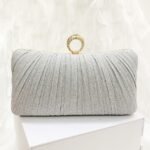 Elegant Gold Glitter Evening Clutch Bag with Rhinestone Ring - Image 9