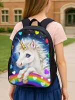 Girls'3-Piece Unicorn Backpack Set with Lunch Bag and - Image 2