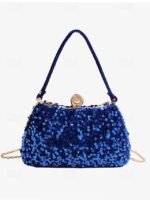 Women's Black Sequin Evening Clutch with Pearl Accent – - Image 8