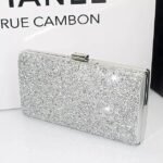 Women's Silver Glitter Clutch, Elegant Evening Bag with
