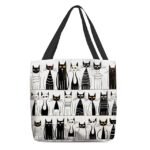 Colorful Large Capacity Tote Bags with Abstract Cat Art Designs - Image 14