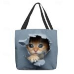 Women's Cute Kitten Print Tote Bag - Durable Canvas - Image 8