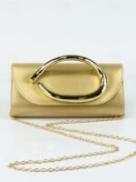 Women's Metallic Evening Clutch Bag with Gold Handle, - Image 15