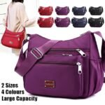 Women's Lightweight Nylon Crossbody Bag - Multi-Pocket