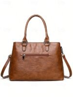 Women's Large Faux Leather Shoulder Tote Bag with Multiple - Image 8