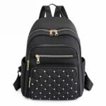 Women's Beige Quilted Backpack with Gold Studs – Stylish - Image 8