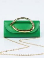 Women's Metallic Evening Clutch Bag with Gold Handle, - Image 13