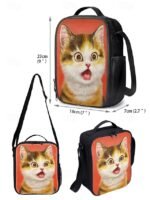 Kids cute cat theme three-piece backpack set, Including - Image 11