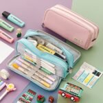 Large Capacity Pink Pencil Case Organizer – Multi-Layer Zipper