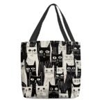 Colorful Large Capacity Tote Bags with Abstract Cat Art Designs - Image 10