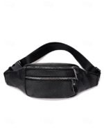 Men's Genuine Leather Fanny Pack - Large Capacity, Black - Image 6