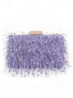 Women's Chic Feathered Evening Clutch with Chain Strap, - Image 14