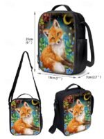 Girls'3-Piece Fox Backpack Set with Lunch Bag and Pencil - Image 11