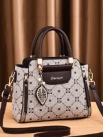 Elegant Women's Faux Leather Handbag with Red Accents and - Image 10