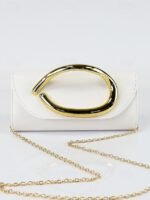 Women's Metallic Evening Clutch Bag with Gold Handle, - Image 12