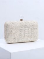 Elegant Straw Clutch Purse with Pearl Clasp - Stylish - Image 8