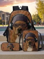 Boys 3-piece Cool Dog Headphones Printed Backpack Set - Stylish - Image 14