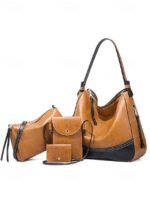 4-Piece Women's Handbag Set – Faux Leather Shoulder Bag,