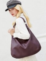 Women's Large Hobo Shoulder Bag – Soft PU Leather Slouchy - Image 12
