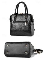 Women's Faux Leather Crocodile Pattern Handbag with Tassel - Image 7