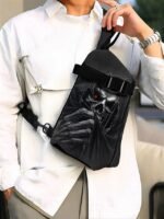 Men's Gothic Skull Crossbody Bag – Multi-Pocket Large - Image 4