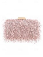 Women's Chic Feathered Evening Clutch with Chain Strap, - Image 11