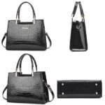 Women's Black Crocodile Pattern Leather Handbag | Elegant - Image 8