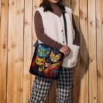 Artistic Cat Print Crossbody Bag – Vibrant Abstract Design - Image 2