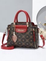 Elegant Women's Faux Leather Handbag with Red Accents and - Image 7